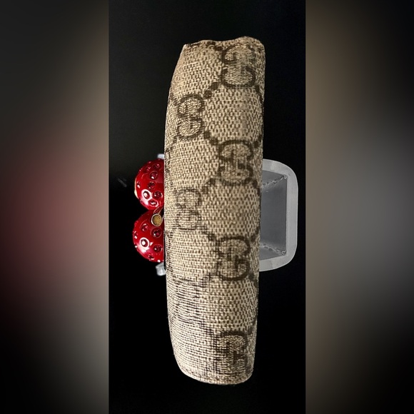 Gucci EUC Cherries GG Supreme Compact Bifold Wallet has ALL rhinestones - Picture 10 of 16